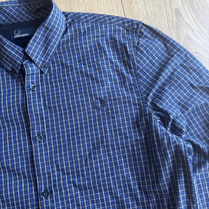 Fred Perry check button up shirt blue