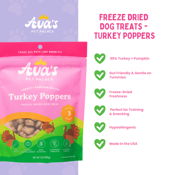 Freeze Dried Dog Treats - Turkey PoppersDog TreatsFound My Animal
