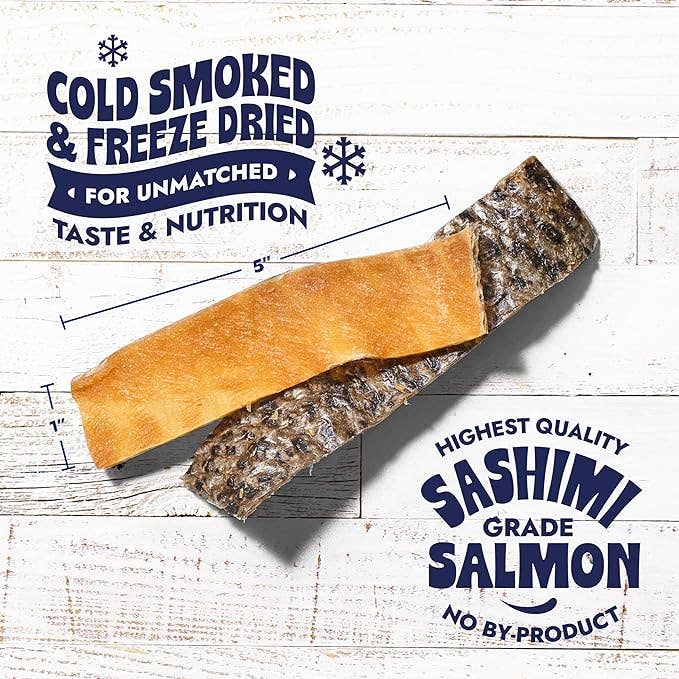 Freeze-Dried Salmon Skin Strips for Dogs, 9ozDog TreatsFound My Animal