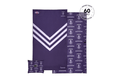 Purple Fremantle Dockers beach towel with white chevron stripe and anchor logo pattern, displayed flat with matching pillowca