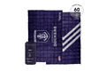 Navy quilted puffy blanket with Fremantle Dockers AFL branding, displayed open with matching compression bag