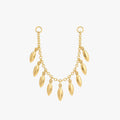 this image shows a 14k gold plated connector chain with 9 solid fringe dangles.
