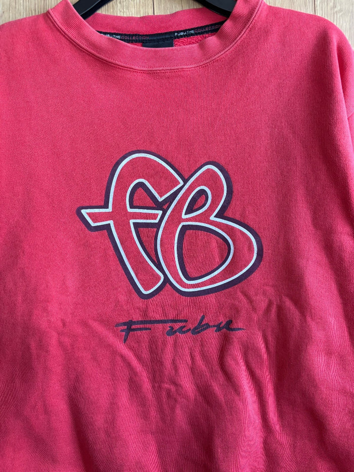 FUBU The Collection Red Spell Out Sweatshirt Crew Neck Y2K Streetwear Size L