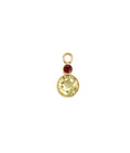 Garnet and Lemon Quartz 14k Earring Charm. Faceted round garnet and lemon yellow quartz circle with fine gold bezels and ring