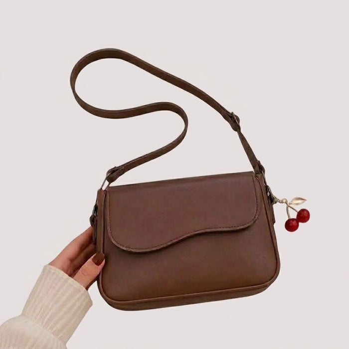 Girl's PU Leather Plain Shoulder Bag
