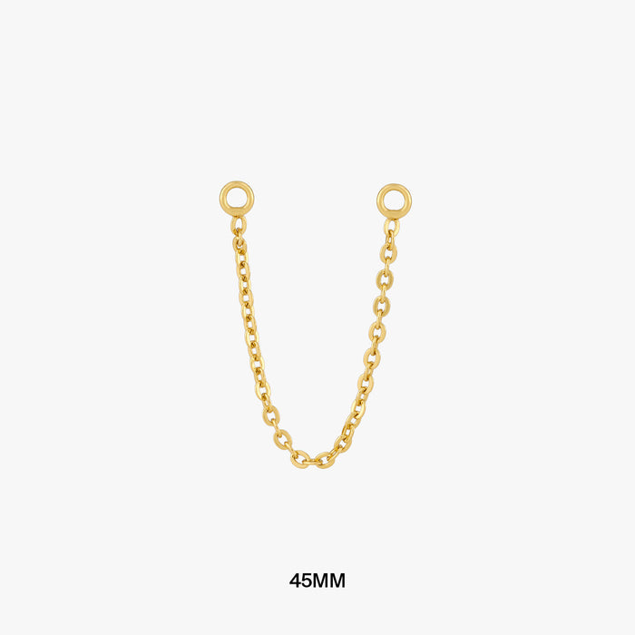 This is a thin gold chain that can be used to connect two earrings and measures 45mm color:null|45mm|45mm / gold