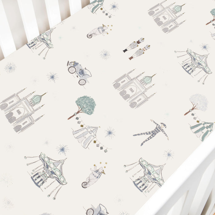 Gooslings Adventures in Wonderland Crib Sheet - Aqua