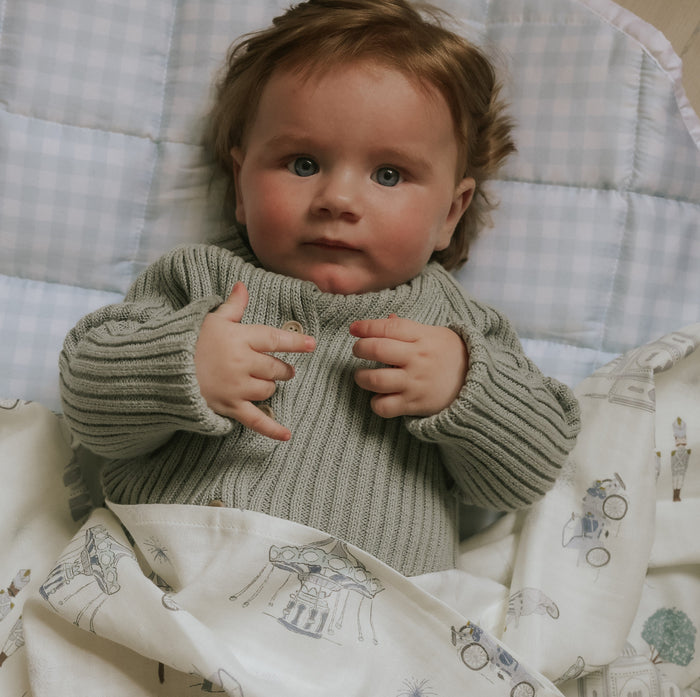 Gooslings Adventures in Wonderland Swaddle - Aqua