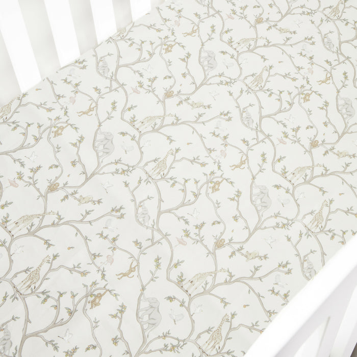 Gooslings Animal Parade Crib Sheet - Ivory