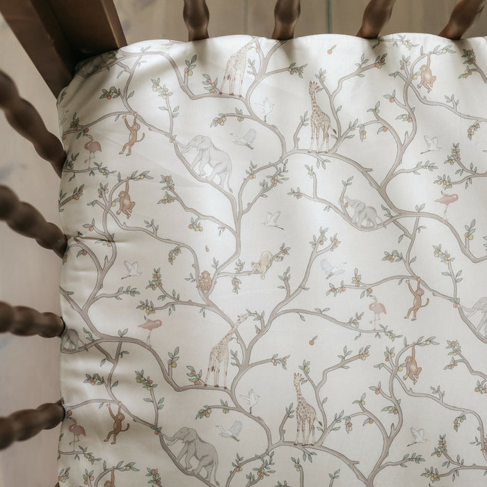 Gooslings Animal Parade Crib Sheet - Ivory