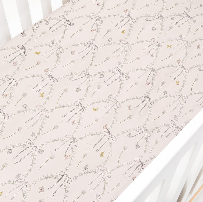 Gooslings Bows & Butterfly Kisses Crib Sheet - Pink
