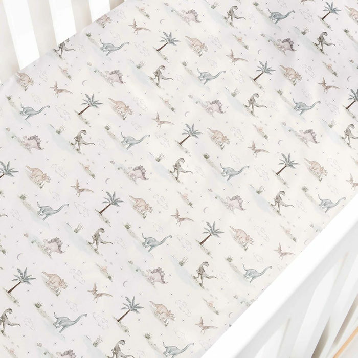 Gooslings Dino Dreams Crib Sheet - Sage