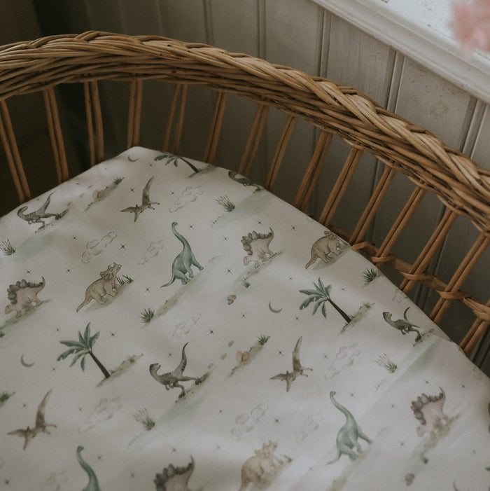Gooslings Dino Dreams Crib Sheet - Sage