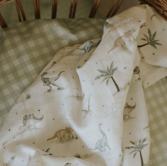 Gooslings Dino Dreams Swaddle - Sage