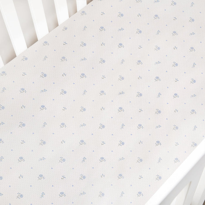 Gooslings Ditsy Floral Crib Sheet - Blue