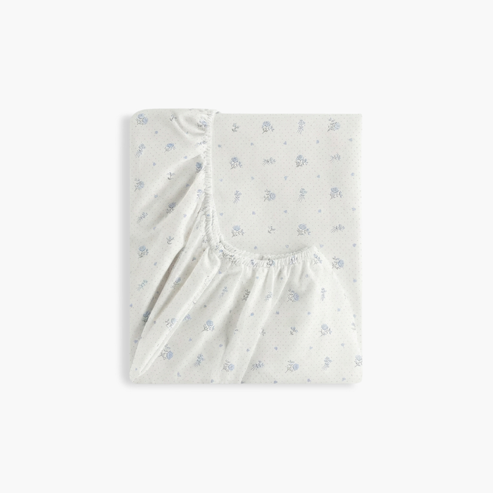 Gooslings Ditsy Floral Crib Sheet - Blue
