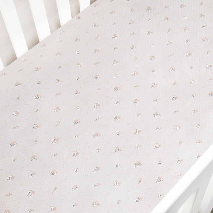 Gooslings Ditsy Floral Crib Sheet - Pink