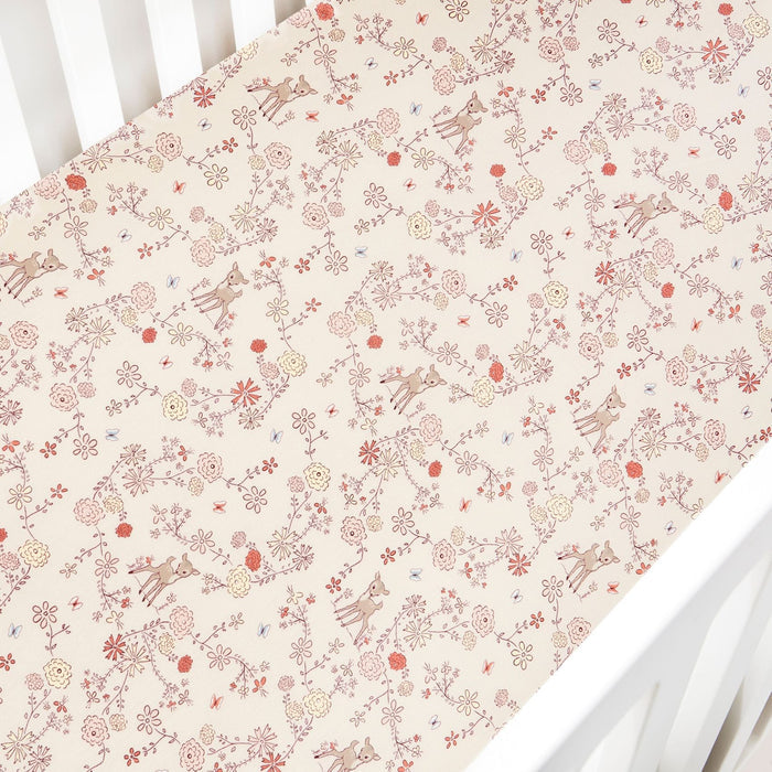 Gooslings Into The Woodlands Crib Sheet - Ivory