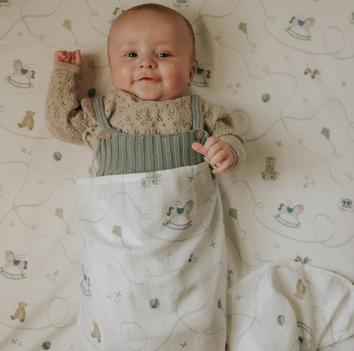 Gooslings Little Toy Chest Swaddle - Ivory