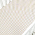 Gooslings Picnic Gingham Crib Sheet - Beige