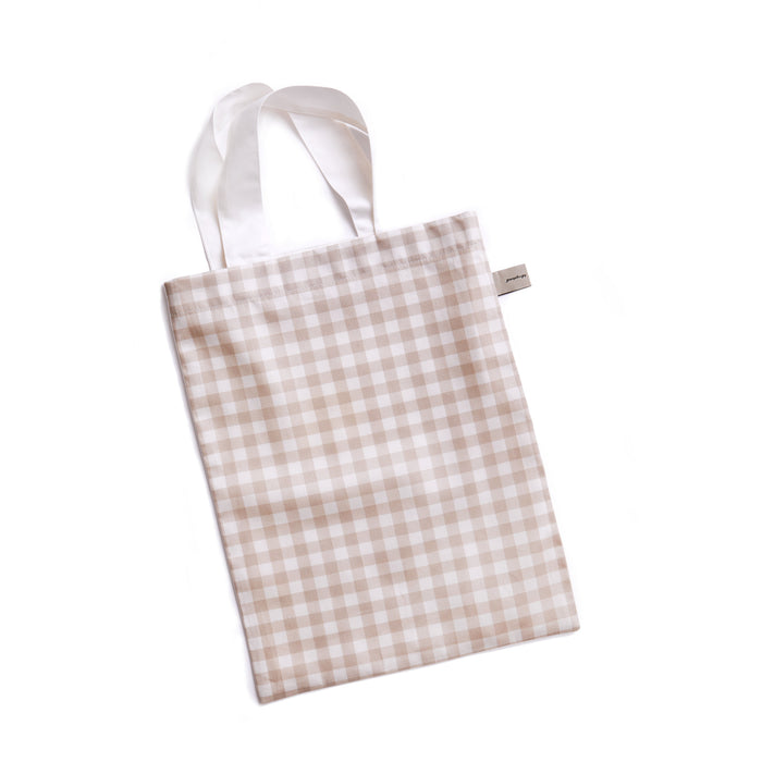 Gooslings Picnic Gingham Crib Sheet - Beige