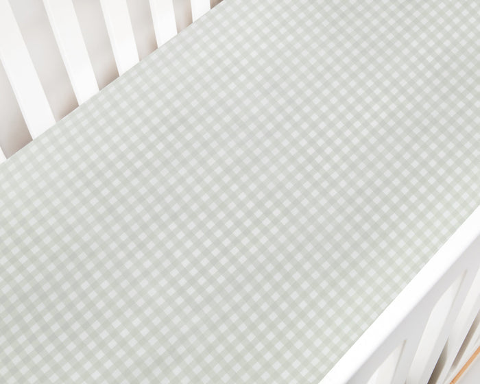Gooslings Picnic Gingham Crib Sheet - Green