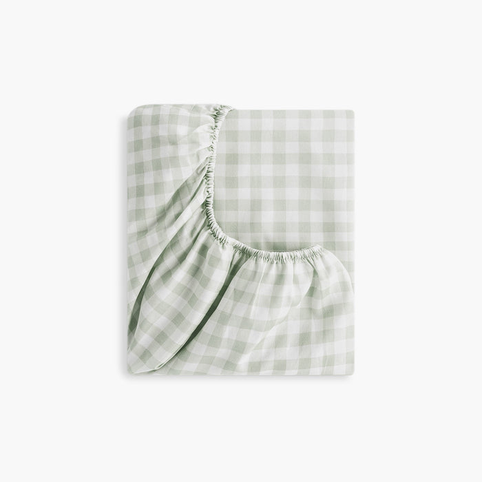 Gooslings Picnic Gingham Crib Sheet - Green