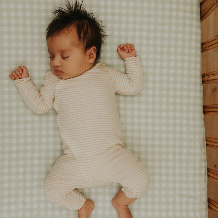 Gooslings Picnic Gingham Crib Sheet - Green