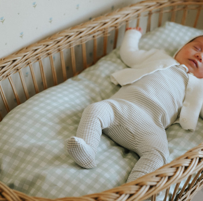 Gooslings Picnic Gingham Crib Sheet - Green