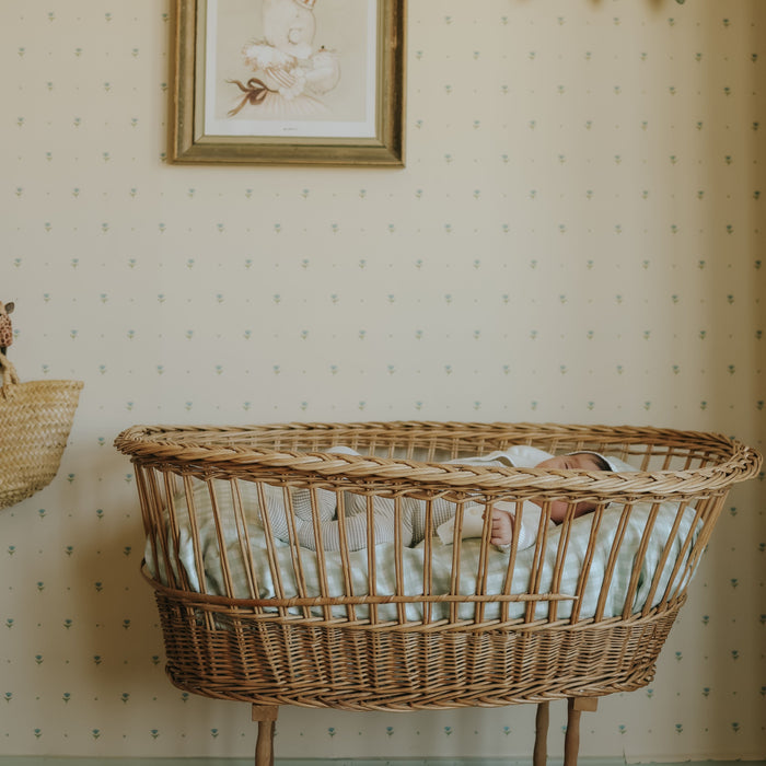 Gooslings Picnic Gingham Crib Sheet - Green