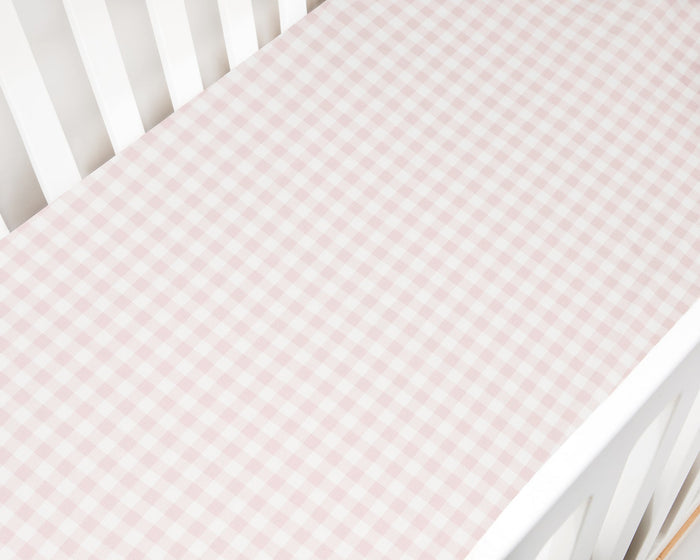 Gooslings Picnic Gingham Crib Sheet - Pink