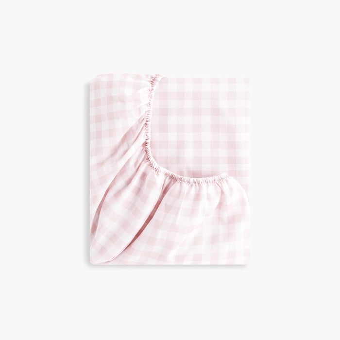 Gooslings Picnic Gingham Crib Sheet - Pink