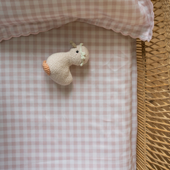 Gooslings Picnic Gingham Crib Sheet - Pink