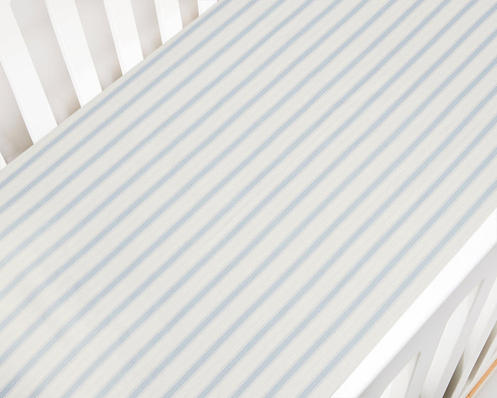 Gooslings Seaside Stripes Crib Sheet - Ocean
