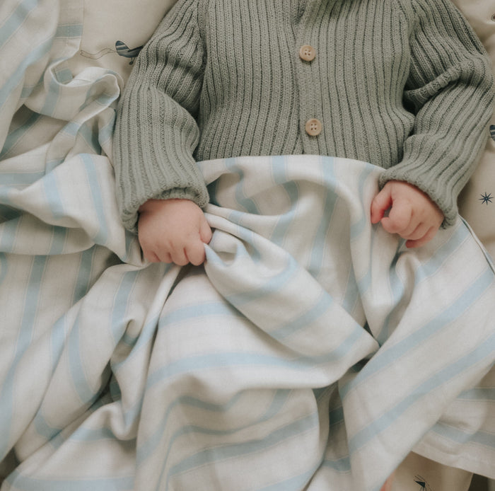 Gooslings Seaside Stripes Swaddle - Ocean