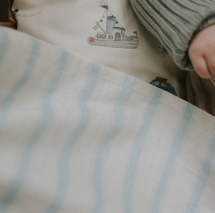 Gooslings Seaside Stripes Swaddle - Ocean
