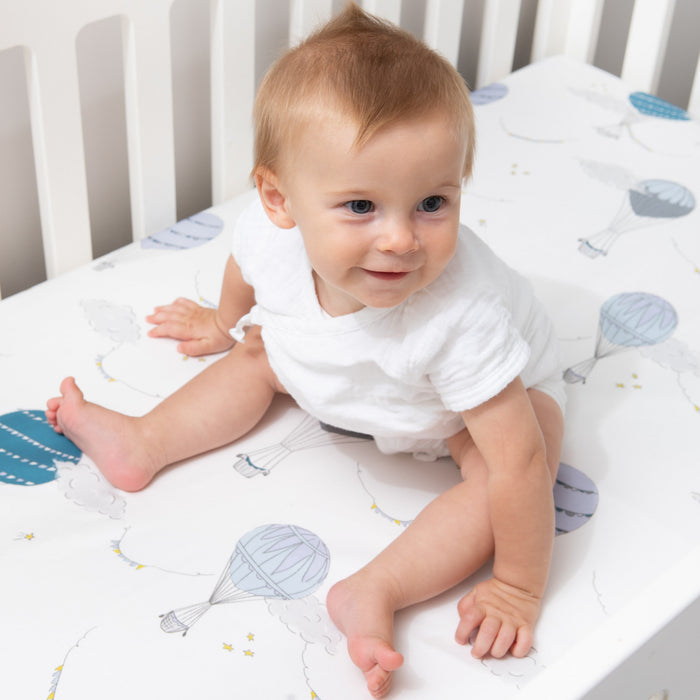 Gooslings Touch The Sky Crib Sheet - Blue