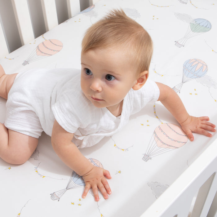 Gooslings Touch The Sky Crib Sheet - Pink