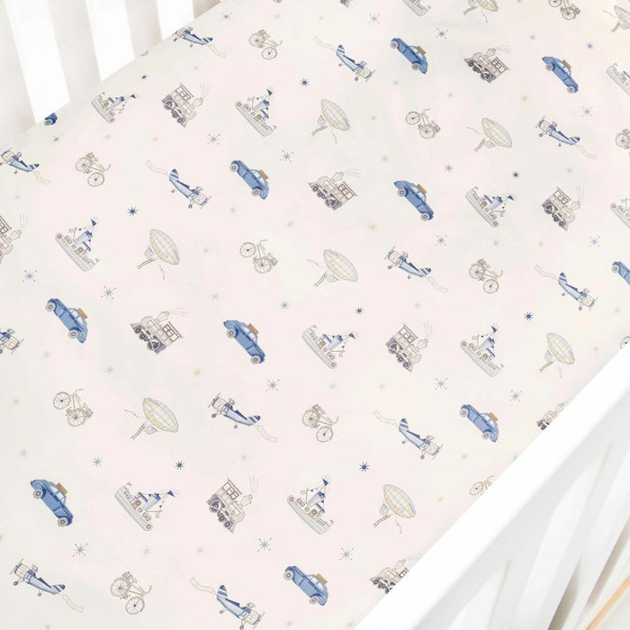 Gooslings Transit Treasures Crib Sheet - Blue