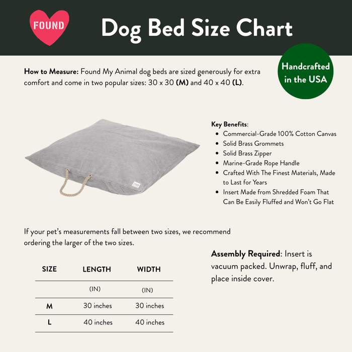 Gray Waxed Cotton Canvas Dog BedDog BedsFound My AnimalM