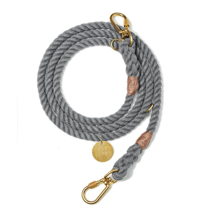 Grey Up-Cycled Rope Dog Leash, Adjustable & Handcrafted - Found My AnimalShop LeashesFound My AnimalS
