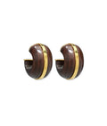 Chunky hoop earring silhouette, in earthy acacia wood with gold-plated brass details