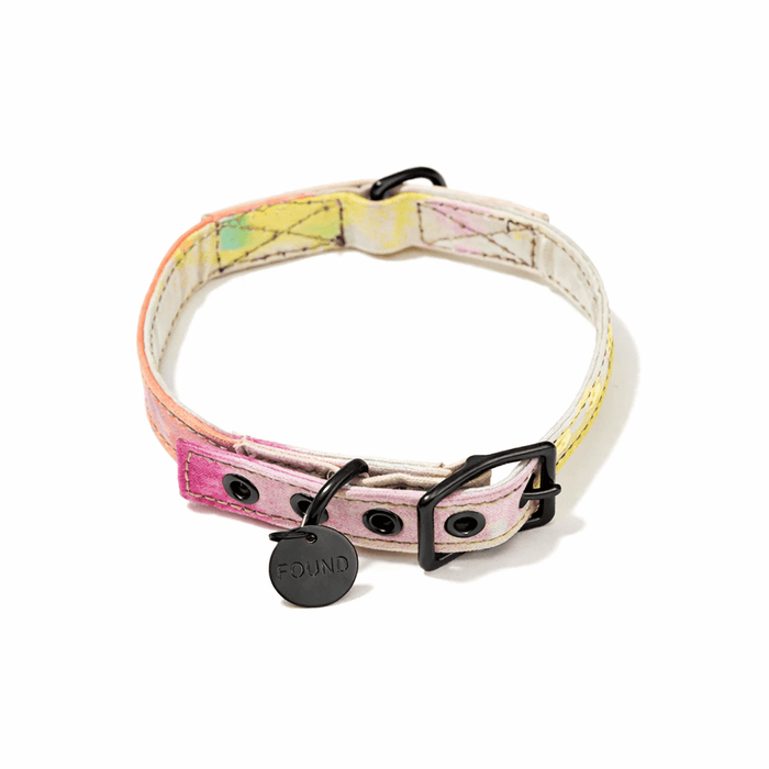Hand Dyed Multi Colored Waxed Cotton Canvas Cat & Dog Collar – Matte Black HardwareDog CollarsFound My AnimalXS