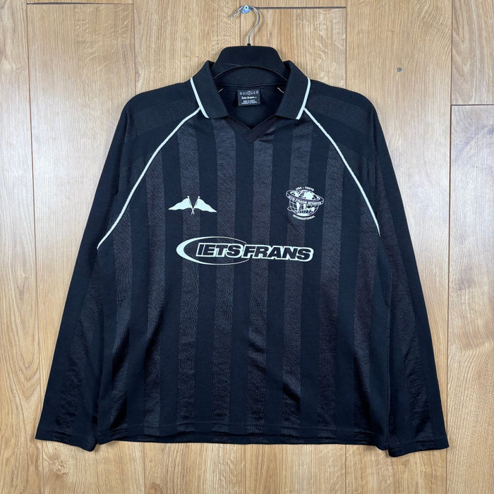 Iets Frans Black Long Sleeve Football Jersey Y2K Striped Top Size M