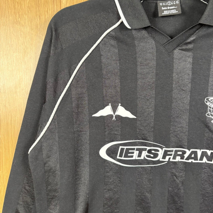 Iets Frans Black Long Sleeve Football Jersey Y2K Striped Top Size M