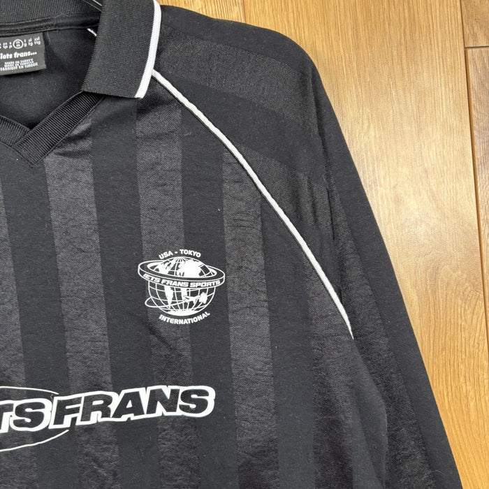 Iets Frans Black Long Sleeve Football Jersey Y2K Striped Top Size M