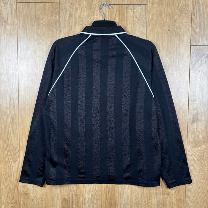 Iets Frans Black Long Sleeve Football Jersey Y2K Striped Top Size M