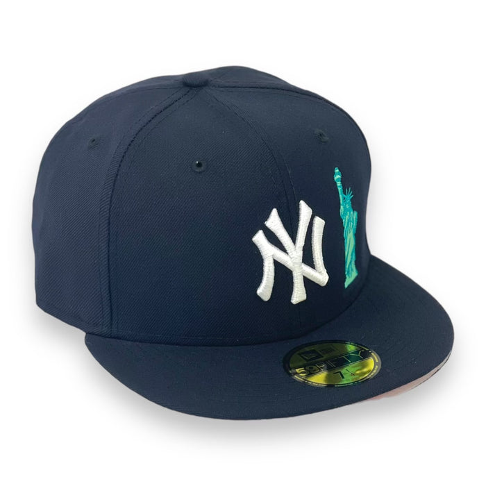 NEW YORK YANKEES (NAVY) "LADY LIBERTY" NEW ERA 59FIFTY (PINK UNDER VISOR)o