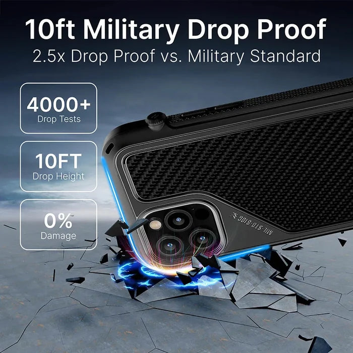The Catalyst Case US iPhone 12 mini - Vibe Case protects your phone from 10ft drops—2.5x the military standard—with 4000+ drop tests and 0% damage. Shown with visible camera lenses, it prevents impact even when the ground cracks.