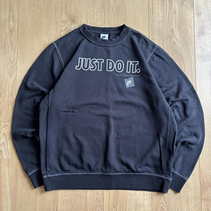 Nike Just Do It Sweatshirt Black Crewneck Spellout Logo
